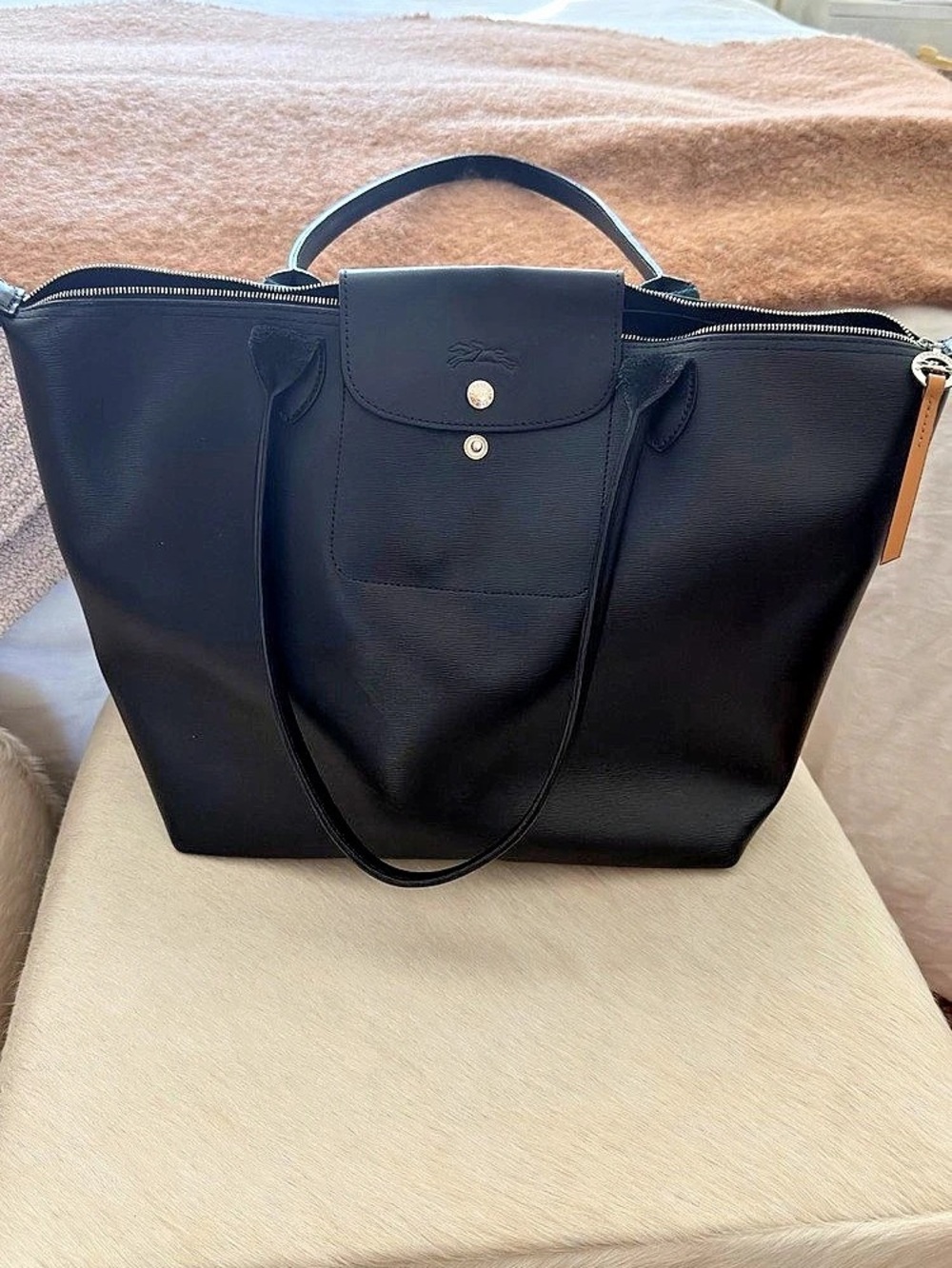 Longchamp Le Pliage Cuir Leather Tote Bag